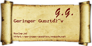 Geringer Gusztáv névjegykártya